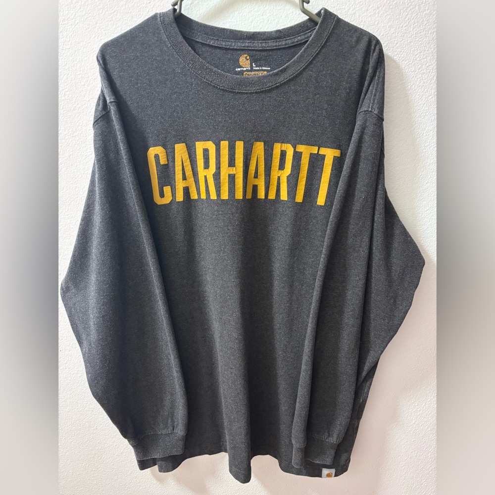 Carhartt Men's Long Sleeve T-Shirt Crew Neck Cotton Workwear Charcoal XL  Tall